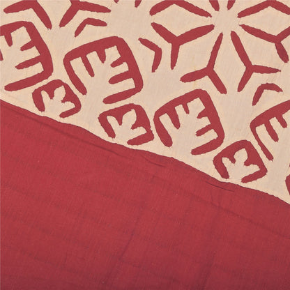 Sanskriti Vintage Red  Dupatta Long Stole Pure Cotton Applique Premium Scarves