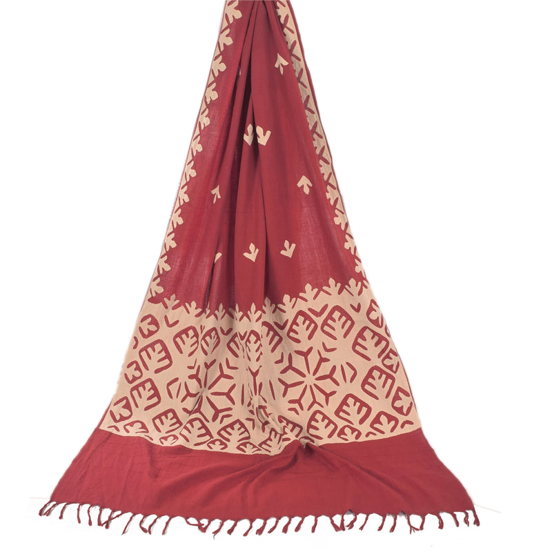 Sanskriti Vintage Rød Dupatta Lang Stole Ren Bomuld Applikation Premium Tørklæder