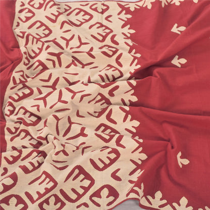 Sanskriti Vintage Red  Dupatta Long Stole Pure Cotton Applique Premium Scarves