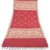 Sanskriti Vintage Red  Dupatta Long Stole Pure Cotton Applique Premium Scarves