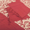 Sanskriti Vintage Red  Dupatta Long Stole Pure Cotton Applique Premium Scarves