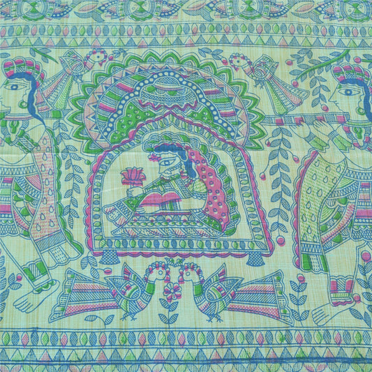 Sanskriti Vintage Grøn Dupatta Lange Stole Kunstsilke Trykte Premium Wrap Halstørklæder