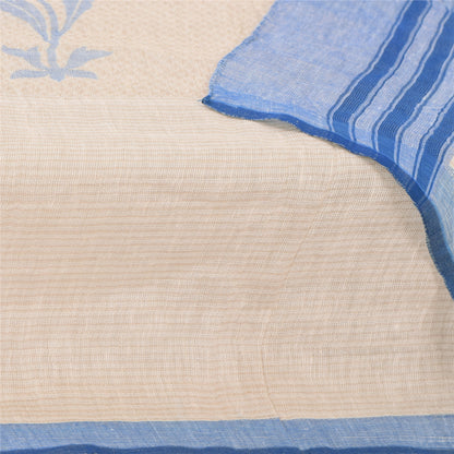 Sanskriti Vintage Ivory Dupatta Long Stole Cotton Silk Printed Premium Wrap Veil