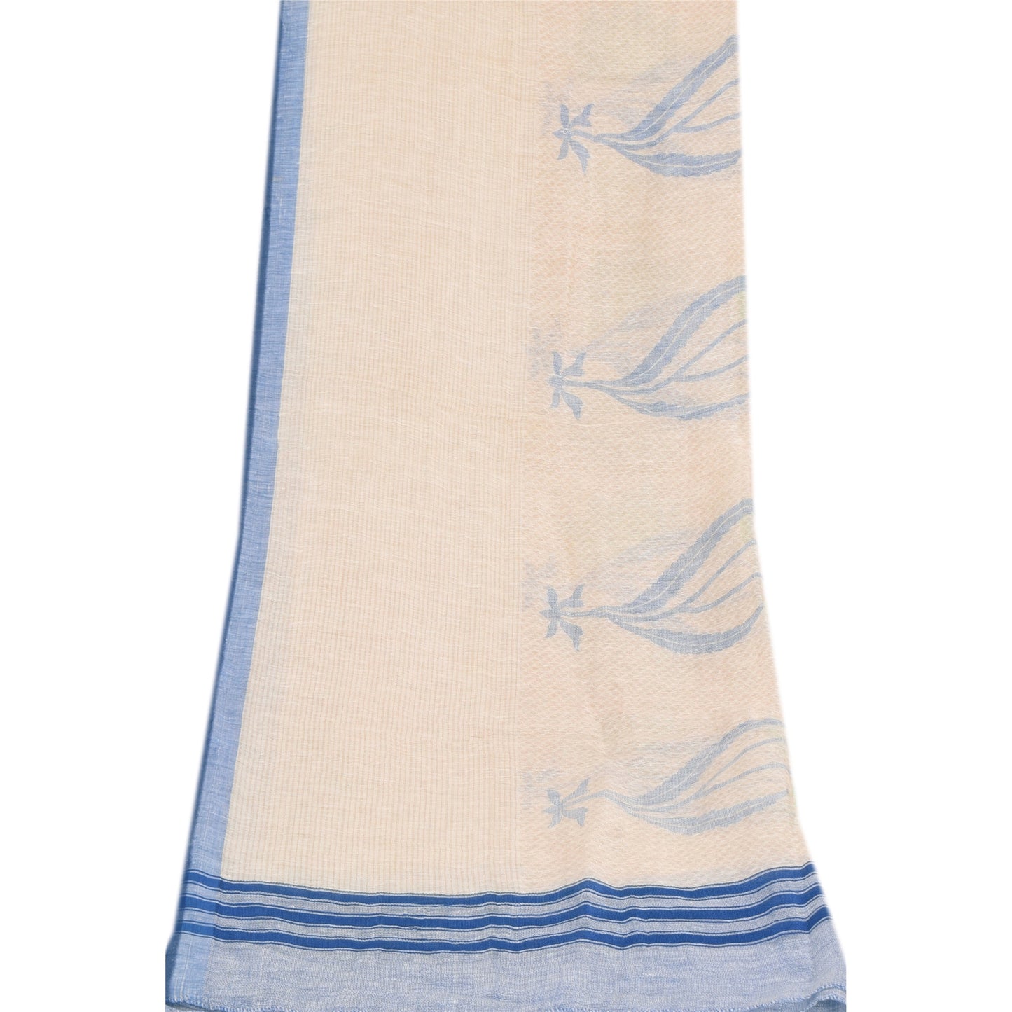 Sanskriti Vintage Ivory Dupatta Long Stole Cotton Silk Printed Premium Wrap Veil