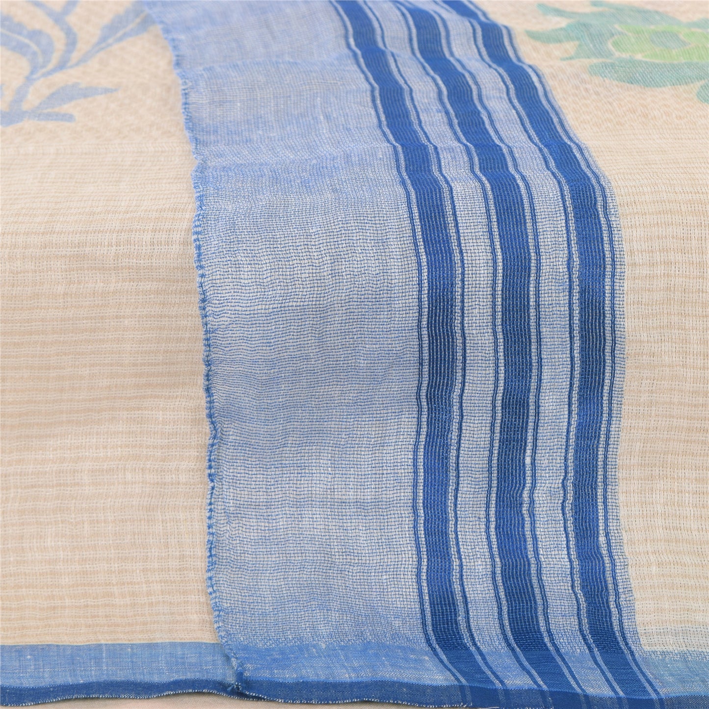 Sanskriti Vintage Ivory Dupatta Long Stole Cotton Silk Printed Premium Wrap Veil