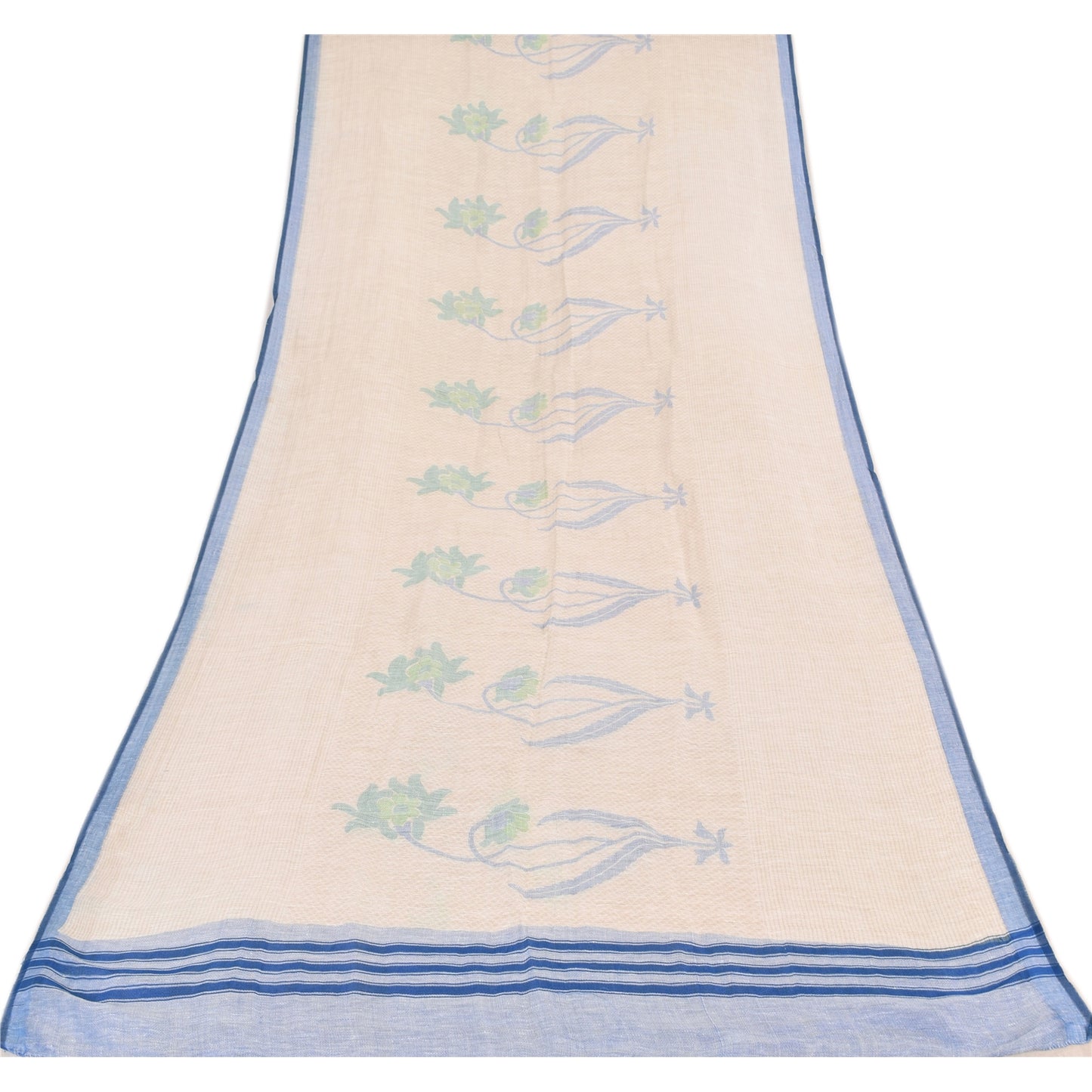 Sanskriti Vintage Ivory Dupatta Long Stole Cotton Silk Printed Premium Wrap Veil