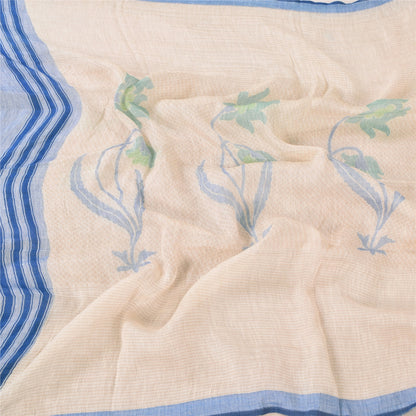 Sanskriti Vintage Ivory Dupatta Long Stole Cotton Silk Printed Premium Wrap Veil