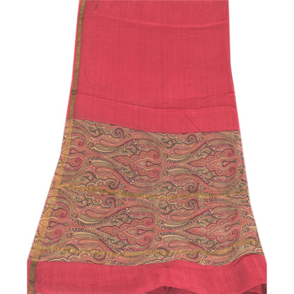 Sanskriti Vintage Long Dupatta/Stole Premium Pink Pure Cotton Printed Scarf Veil