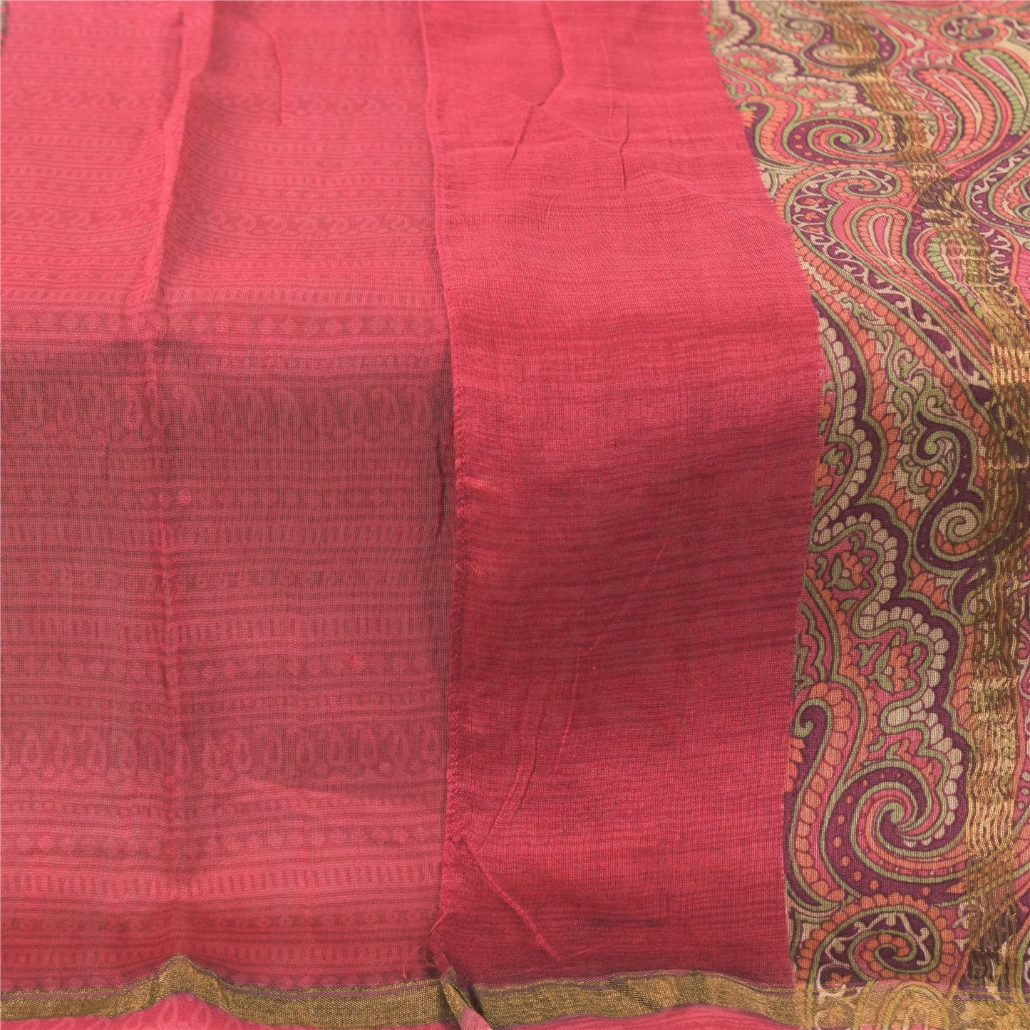 Sanskriti Vintage Long Dupatta/Stole Premium Pink Pure Cotton Printed Scarf Veil