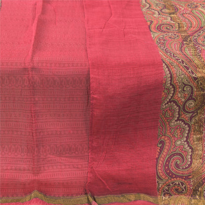 Sanskriti Vintage Long Dupatta/Stole Premium Pink Pure Cotton Printed Scarf Veil