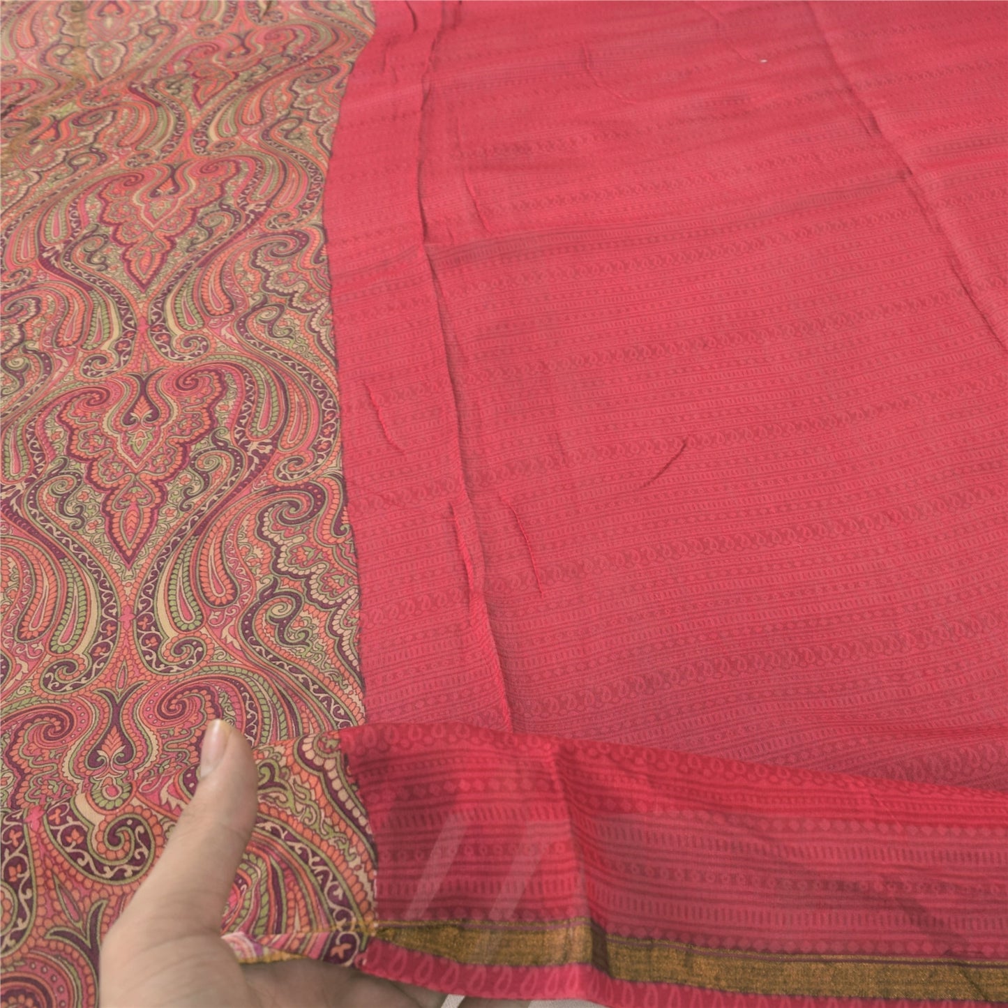 Sanskriti Vintage Long Dupatta/Stole Premium Pink Pure Cotton Printed Scarf Veil