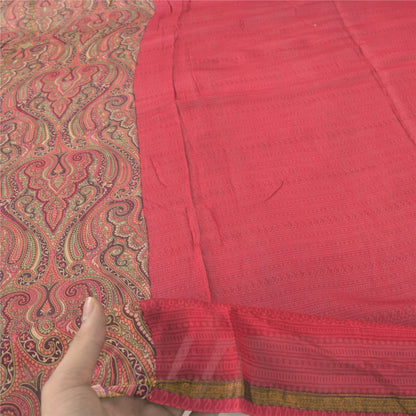 Sanskriti Vintage Long Dupatta/Stole Premium Pink Pure Cotton Printed Scarf Veil