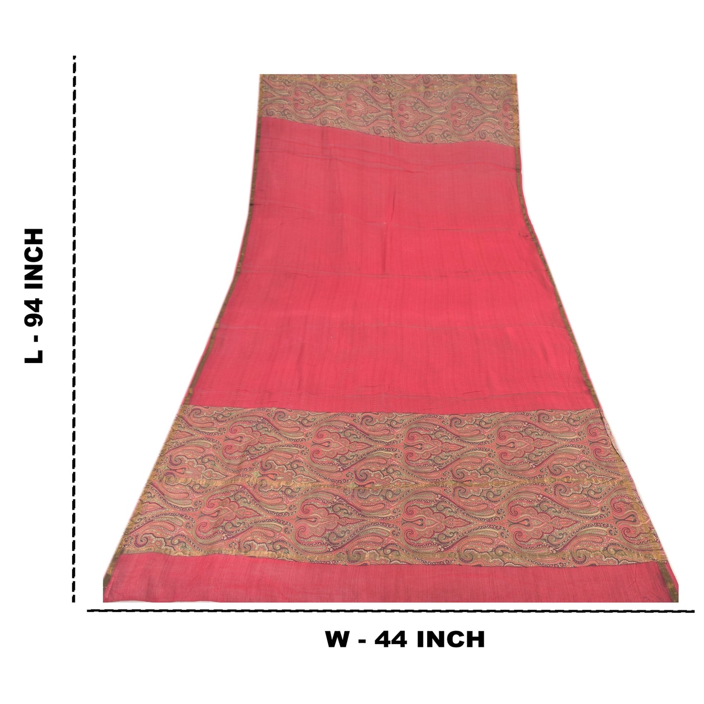 Sanskriti Vintage Long Dupatta/Stole Premium Pink Pure Cotton Printed Scarf Veil