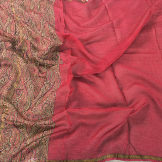 Sanskriti Vintage Lang Dupatta/Stola Premium Pink Ren Bomuld Trykt Tørklædeslør