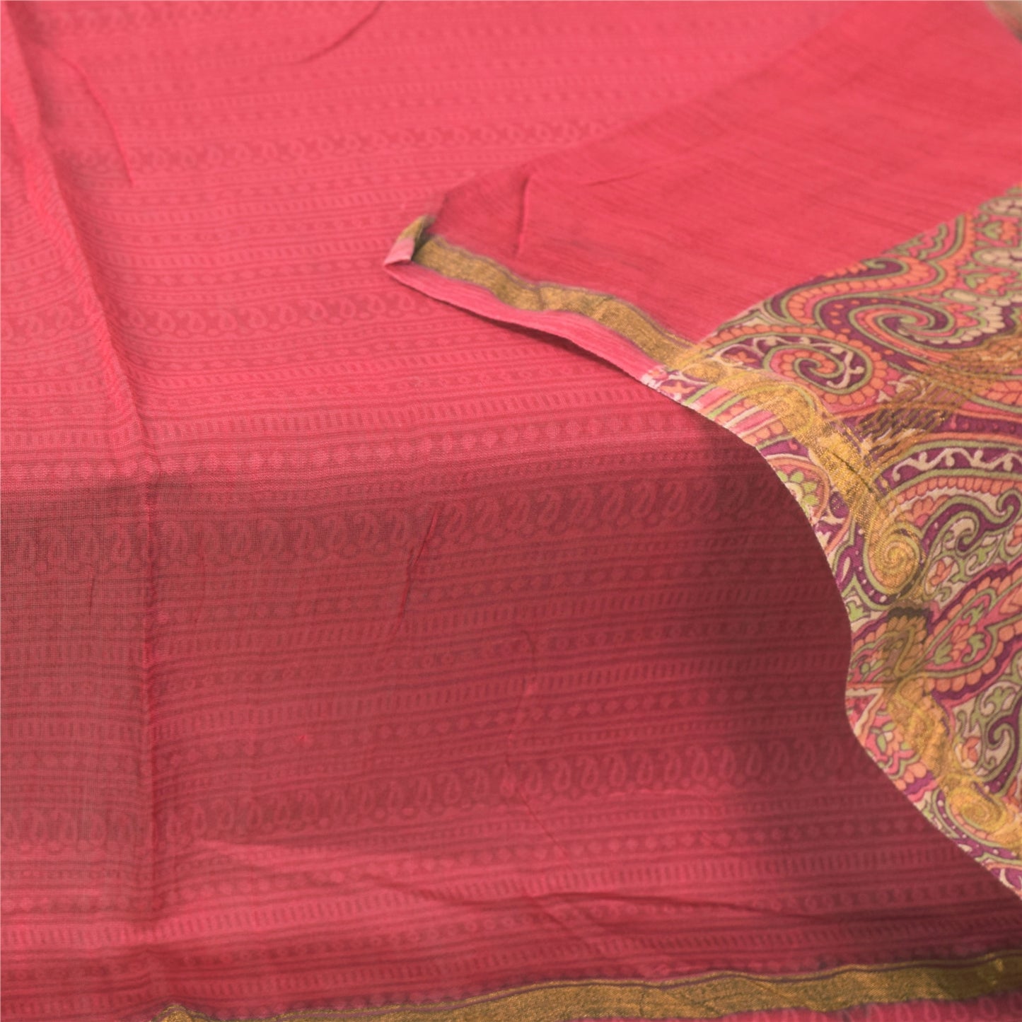 Sanskriti Vintage Long Dupatta/Stole Premium Pink Pure Cotton Printed Scarf Veil