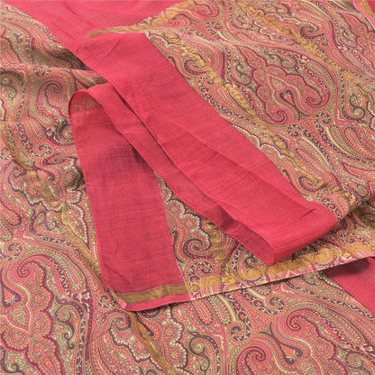 Sanskriti Vintage Long Dupatta/Stole Premium Pink Pure Cotton Printed Scarf Veil