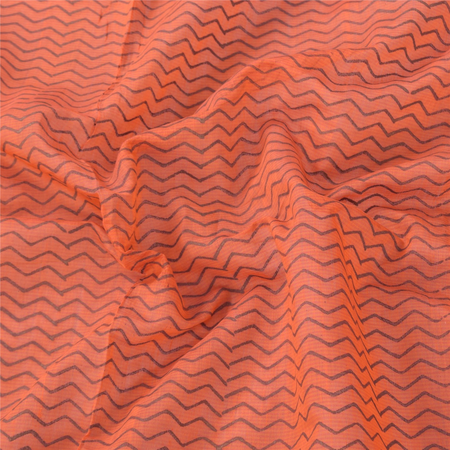 Санскрити Винтаж Длинный Дупатта/Палантин Чистый Хлопок Темно-Персиковый Печатный Шарф Вуаль