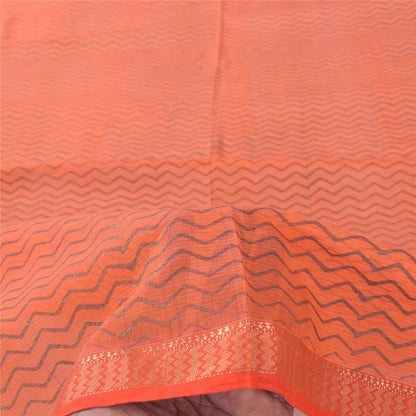 Санскрити Винтаж Длинный Дупатта/Палантин Чистый Хлопок Темно-Персиковый Печатный Шарф Вуаль