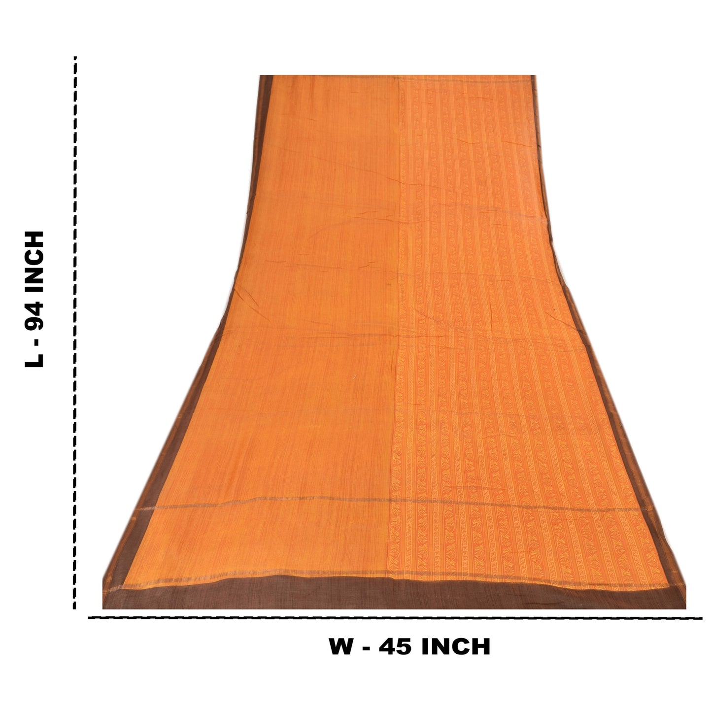 Sanskriti Vintage Long Dupatta/Stole Pure Cotton Saffron Printed Scarf Veil