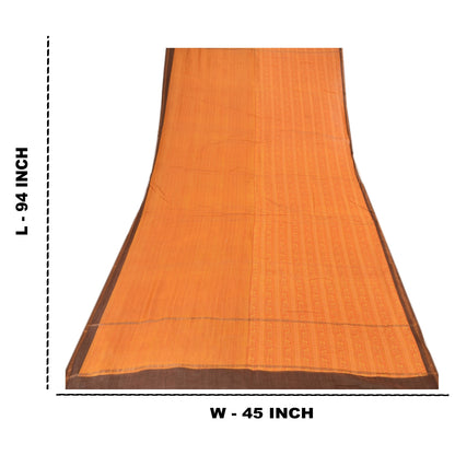 Sanskriti Vintage Long Dupatta/Stole Pure Cotton Saffron Printed Scarf Veil