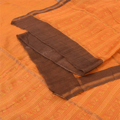 Sanskriti Vintage Long Dupatta/Stole Pure Cotton Saffron Printed Scarf Veil