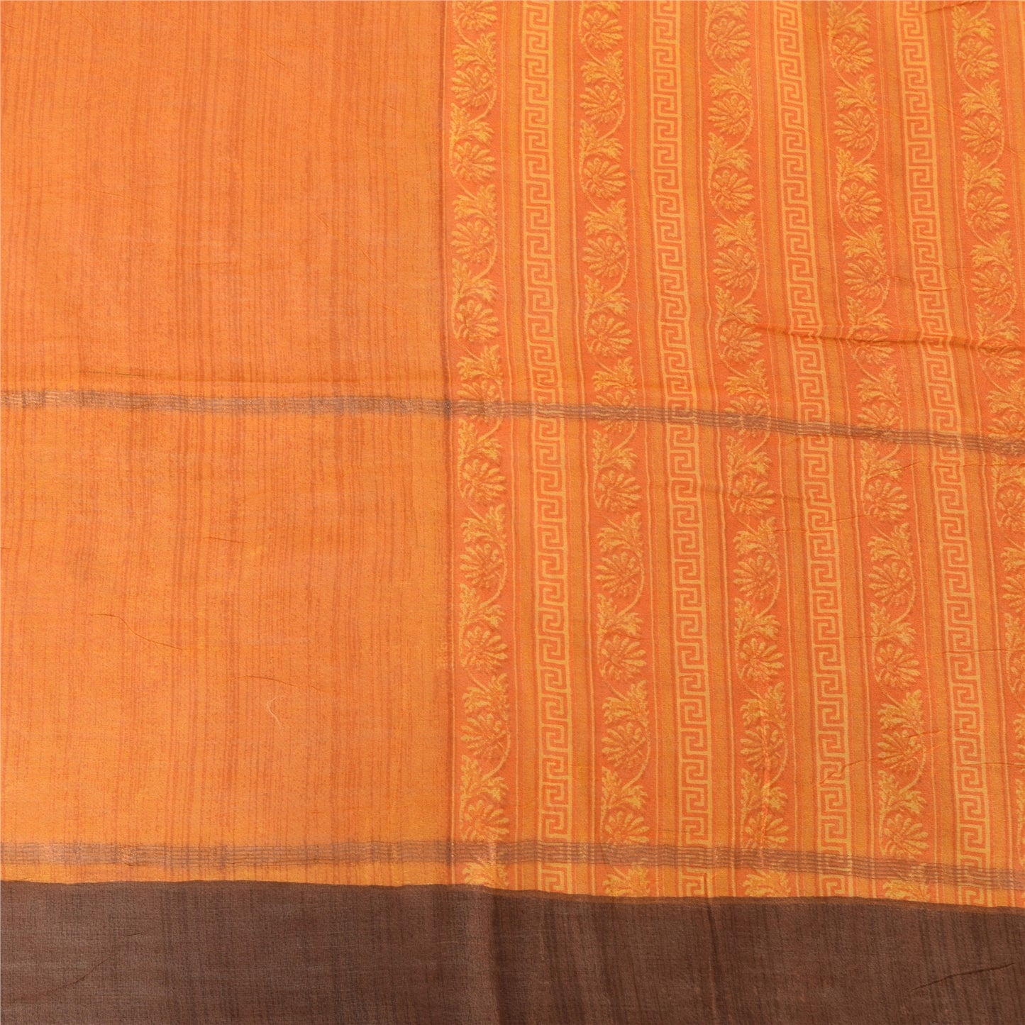 Sanskriti Vintage Long Dupatta/Stole Pure Cotton Saffron Printed Scarf Veil