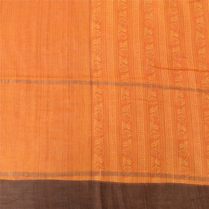 Sanskriti Vintage Long Dupatta/Stole Pure Cotton Saffron Printed Scarf Veil