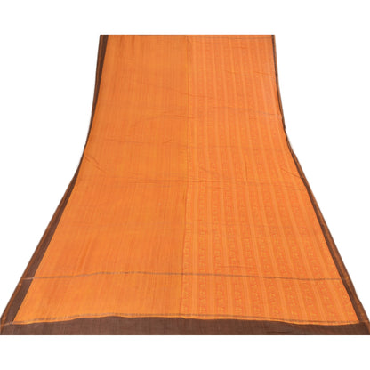 Sanskriti Vintage Long Dupatta/Stole Pure Cotton Saffron Printed Scarf Veil