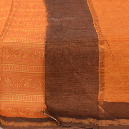 Sanskriti Vintage Long Dupatta/Stole Pure Cotton Saffron Printed Scarf Veil
