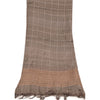 Sanskriti Vintage Long Dupatta/Stole Indian Pure Silk Brown Woven Scarf Veil