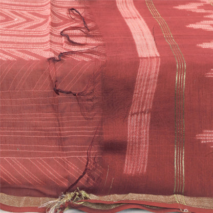 Sanskriti Vintage Long Dupatta/Stole Pure Cotton Dusty Red Printed Scarf Veil