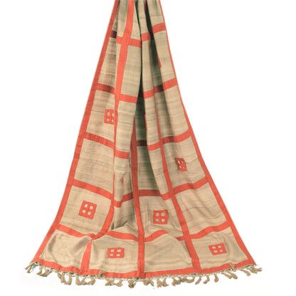Sanskriti Vintage Beige Dupatta Long Stole Pure Cotton Patch Work Premium Hijab