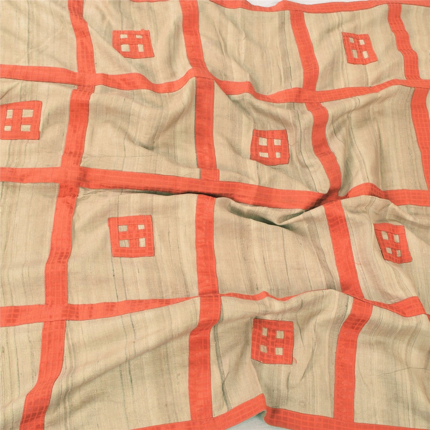 Sanskriti Vintage Beige Dupatta Long Stole Pure Cotton Patch Work Premium Hijab