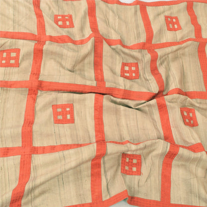 Sanskriti Vintage Beige Dupatta Long Stole Pure Cotton Patch Work Premium Hijab