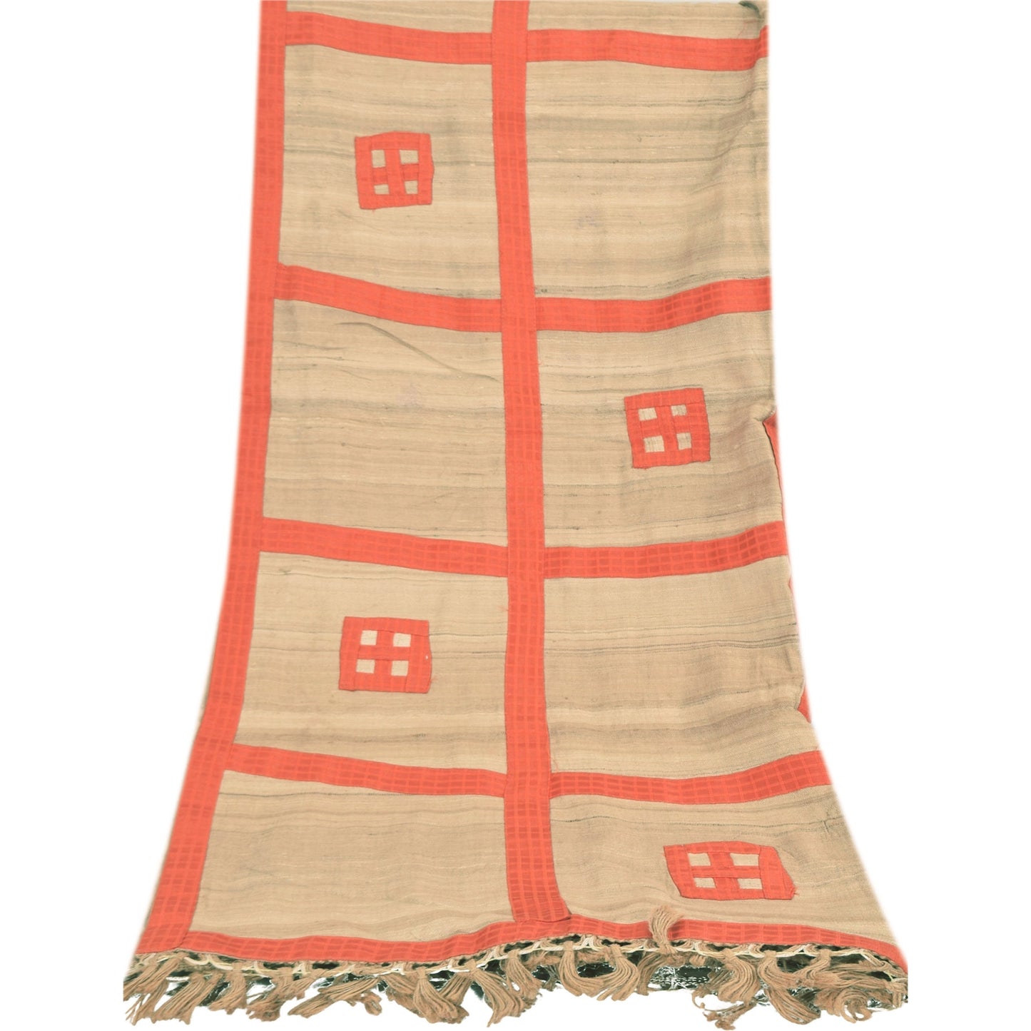 Sanskriti Vintage Beige Dupatta Long Stole Pure Cotton Patch Work Premium Hijab