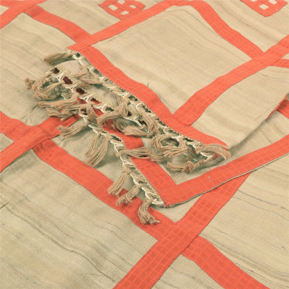 Sanskriti Vintage Beige Dupatta Long Stole Pure Cotton Patch Work Premium Hijab