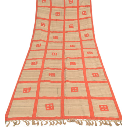Sanskriti Vintage Beige Dupatta Long Stole Pure Cotton Patch Work Premium Hijab