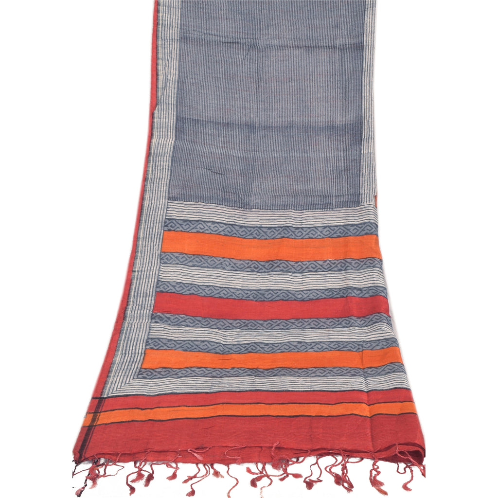 Sanskriti Vintage Red Dupatta Long Stole Pure Silk Printed Premium Wrap Scarves