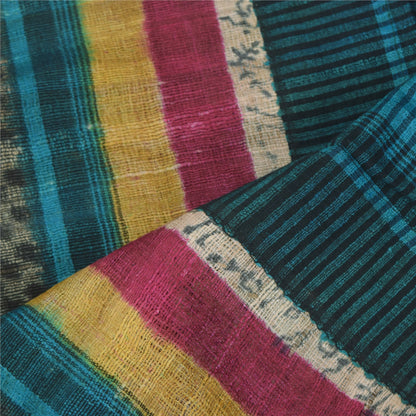 Sanskriti Vintage Blue Dupatta Long Stole Pure Jute Printed Premium Wrap Scarves