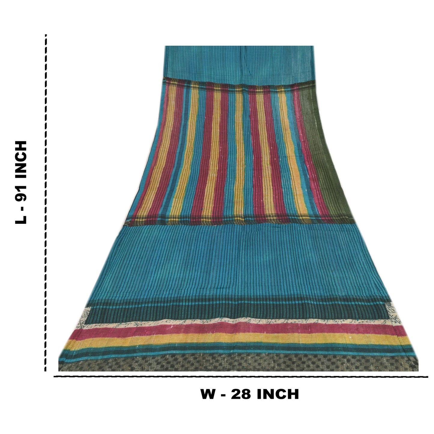 Sanskriti Vintage Blue Dupatta Long Stole Pure Jute Printed Premium Wrap Scarves