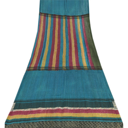 Sanskriti Vintage Blue Dupatta Long Stole Pure Jute Printed Premium Wrap Scarves