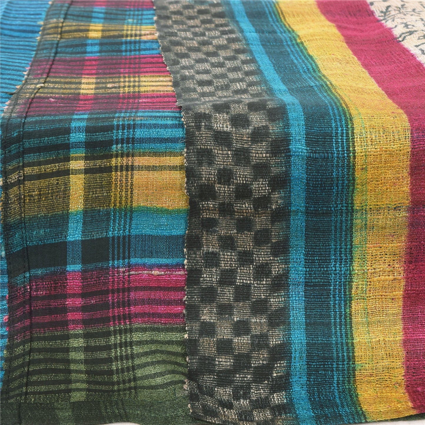 Sanskriti Vintage Blue Dupatta Long Stole Pure Jute Printed Premium Wrap Scarves