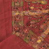 Sanskriti Vintage Red/Yellow Dupatta Long Stole Pure Silk Hand Beaded Wrap Veil