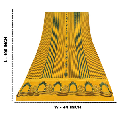 Sanskriti Vintage Yellow Dupatta Long Stole Cotton Silk Printed Premium Scarves