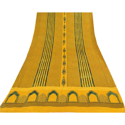 Sanskriti Vintage Yellow Dupatta Long Stole Cotton Silk Printed Premium Scarves