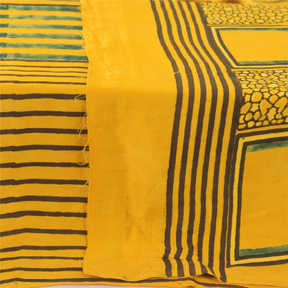 Sanskriti Vintage Yellow Dupatta Long Stole Cotton Silk Printed Premium Scarves