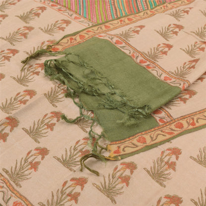 Sanskriti Vintage Cream Dupatta Long Stole Pure Silk Printed Premium Wrap Hijab