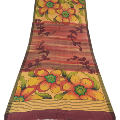 Sanskriti Vintage Red/Cream Dupatta Long Stole Pure Silk Printed Premium Scarves