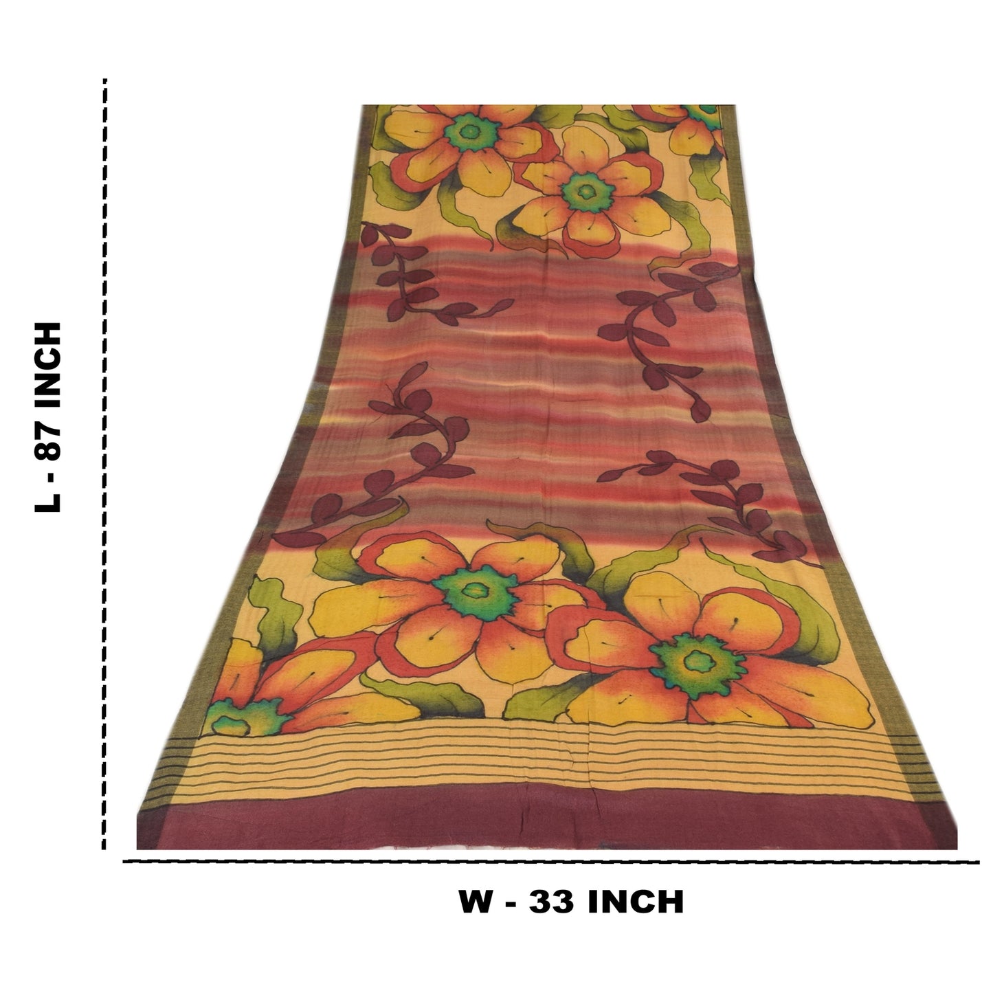 Sanskriti Vintage Red/Cream Dupatta Long Stole Pure Silk Printed Premium Scarves
