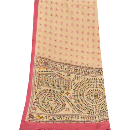 Sanskriti Vintage Ivory Dupatta Long Stole Pure Cotton Warli Art Printed Scarves